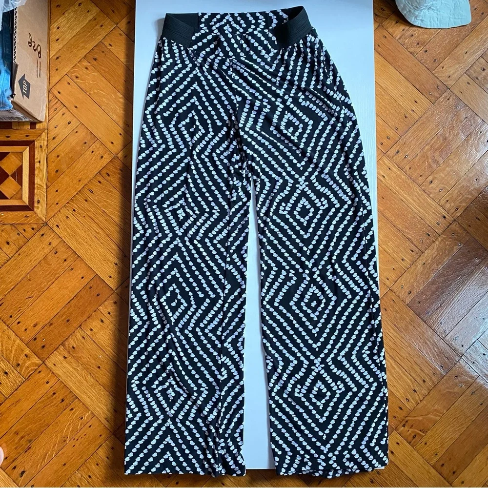 INC International Concepts Monochrome Patterned Pants Chevron Kick Flare Stretch - Picture 3 of 7
